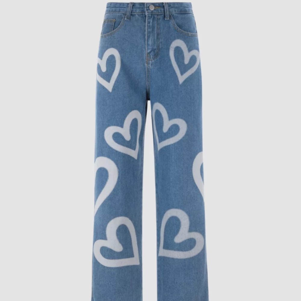 Cider straight leg jeans with hearts on them